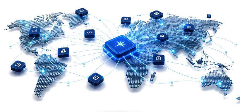Abstract global network connecting everyday digital experiences